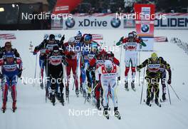 21.11.2010, Gaellivare, Sweden (SWE): group, first row, l-r: Evgeniy Belov (RUS), Fischer, Alpina, Swix, Adidas, Toni Livers (SUI), Rossignol, Rottefella, Swix, Odlo, Mats Larsson (SWE), Fischer, One Way, Craft, Jean Marc Gaillard (FRA), Fischer, Rottefella, Swix, One Way  - FIS world cup cross-country, 4x10km men, Gaellivare (SWE). www.nordicfocus.com. © Hemmersbach/NordicFocus. Every downloaded picture is fee-liable.