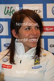 19.11.2010, Gaellivare, Sweden (SWE): Charlotte Kalla (SWE), Fischer, Salomon, Swix, Craft at the Opening Press Conference Team Sweden - FIS world cup cross-country, training, Gaellivare (SWE). www.nordicfocus.com. © Hemmersbach/NordicFocus. Every downloaded picture is fee-liable.