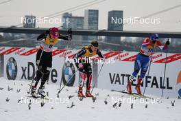 04.12.2010, Duesseldorf, Germany (GER): start, feature, l-r: Kikkan Randall (USA), Fischer, Salomon, Swix, Denise Herrmann (GER), Atomic, adidas, Swix, Alpina, Rottefella, Natalia Korosteleva (RUS), Fischer, Alpina, Rottefella, Swix, adidas  - FIS world cup cross-country, individual sprint, Duesseldorf (GER). www.nordicfocus.com. © Hemmersbach/NordicFocus. Every downloaded picture is fee-liable.