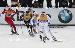 04.12.2010, Duesseldorf, Germany (GER): group, in front: Emil Joensson (SWE), Fischer, Salomon, Craft, Swix, behind Mats Larsson (SWE), Fischer, One Way, Craft, Andrew Newell (USA), Fischer, Salomon  - FIS world cup cross-country, individual sprint, Duesseldorf (GER). www.nordicfocus.com. © Hemmersbach/NordicFocus. Every downloaded picture is fee-liable.