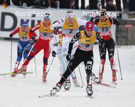 04.12.2010, Duesseldorf, Germany (GER): group, in front: Kikkan Randall (USA), Fischer, Salomon, Swix, Hanna Falk (SWE), Atomic, Swix, Craft - FIS world cup cross-country, individual sprint, Duesseldorf (GER). www.nordicfocus.com. © Hemmersbach/NordicFocus. Every downloaded picture is fee-liable.