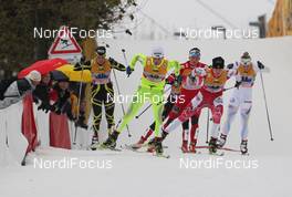 05.12.2010, Duesseldorf, Germany (GER): group, in front Katja Visnar (SLO), Fischer, Rottefella, behind Chandra Crawford (CAN), Fischer, Rottefella, Swix  - FIS world cup cross-country, team sprint, Duesseldorf (GER). www.nordicfocus.com. © Hemmersbach/NordicFocus. Every downloaded picture is fee-liable.