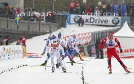 05.12.2010, Duesseldorf, Germany (GER): final sprint: l-r: Emil Joensson (SWE), Fischer, Salomon, Craft, Swix and Anders Gloersen (NOR), Fischer  - FIS world cup cross-country, team sprint, Duesseldorf (GER). www.nordicfocus.com. © Hemmersbach/NordicFocus. Every downloaded picture is fee-liable.