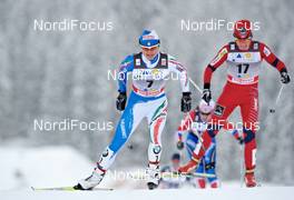 12.12.2010, Davos, Switzerland (SUI): l-r: Arianna Follis (ITA), Fischer, Salomon, Swix, Maiken Caspersen Falla (NOR), Fischer, Alpina, Swix - FIS world cup cross-country, individual sprint, Davos (SUI). www.nordicfocus.com. Â© Felgenhauer/NordicFocus. Every downloaded picture is fee-liable.