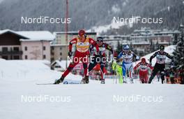 12.12.2010, Davos, Switzerland (SUI): Marit Bjoergen (NOR), Fischer, Rottefella, Swix leading women´s final  - FIS world cup cross-country, individual sprint, Davos (SUI). www.nordicfocus.com. © Laiho/NordicFocus. Every downloaded picture is fee-liable.