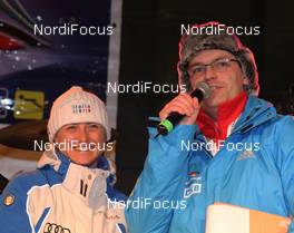 30.12.2010, Oberhof, Germany (GER): Arianna Follis (ITA), Fischer, Salomon, Swix in the interview - FIS world cup cross-country, tour de ski, Team Presentation, Oberhof (GER). www.nordicfocus.com. © Hemmersbach/NordicFocus. Every downloaded picture is fee-liable.