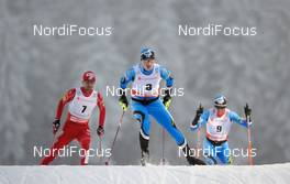 02.01.2010, Oberhof, Germany (GER): l-r: Johnny Spillane (USA), Atomic, Hannu Manninen (FIN), Fischer, Start, Anssi Koivuranta (FIN), Fischer, Rottefella  - FIS world cup nordic combined, individual gundersen HS140/10km, Oberhof (GER). www.nordicfocus.com. © Felgenhauer/NordicFocus. Every downloaded picture is fee-liable.