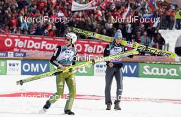 20.03.2010, Planica, Slovenia (SLO): l-r:Simon Ammann (SUI), Fischer, Gregor Schlierenzauer (AUT), Fischer   - FIS world championship ski flying, individual HS215, Planica (SLO). www.nordicfocus.com. © Domanski/NordicFocus. Every downloaded picture is fee-liable.
