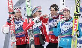 21.03.2010, Planica, Slovenia (SLO):l-r: Bjoern Einar Romoeren (NOR), Atomic, Johan Remen Evensen (NOR), Elan, Anders Bardal (NOR), Atomic, Anders Jacobsen (NOR), Fischer  - FIS world championship ski flying, team HS215, Planica (SLO). www.nordicfocus.com. © Domanski/NordicFocus. Every downloaded picture is fee-liable.