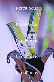 07.03.2010, Mora, Sweden (SWE): feature, details of ski and poles at the start area, Fischer, Swix - Worldloppet / FIS Marathon Cup Vasaloppet, Mora (SWE). www.nordicfocus.com. © Hemmersbach/NordicFocus. Every downloaded picture is fee-liable.