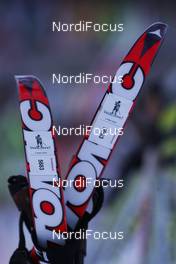 07.03.2010, Mora, Sweden (SWE): feature, details of ski and poles at the start area, Atomic - Worldloppet / FIS Marathon Cup Vasaloppet, Mora (SWE). www.nordicfocus.com. © Hemmersbach/NordicFocus. Every downloaded picture is fee-liable.