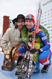 07.03.2010, Mora, Sweden (SWE): todays winner Susanne Nystroem (SWE) Madshus, Rottefella with the Kransmas - Worldloppet / FIS Marathon Cup Vasaloppet, Mora (SWE). www.nordicfocus.com. © Hemmersbach/NordicFocus. Every downloaded picture is fee-liable.