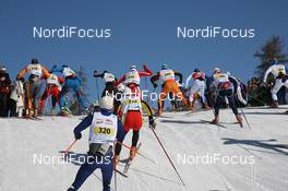 14.03.2010, Scuol, Switzerland (SUI): Athletes climb a small hill just befor Samedan - FIS Marathon Cup Engadin Skimarathon, Scuol (SUI). www.nordicfocus.com. © Manzoni/NordicFocus. Every downloaded picture is fee-liable.