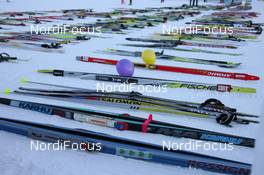 14.03.2010, Scuol, Switzerland (SUI): A lot of skis wait for their athletes - FIS Marathon Cup Engadin Skimarathon, Scuol (SUI). www.nordicfocus.com. © Manzoni/NordicFocus. Every downloaded picture is fee-liable.