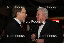 12.01.2011, Ruhpolding, Germany (GER): The founders: Helmut Hanus (GER) and Sigi Heinrich (GER), voice of Eurosport - IBU world cup biathlon, Biathlon Award ceremony, Ruhpolding (GER). www.nordicfocus.com. © Manzoni/NordicFocus. Every downloaded picture is fee-liable.