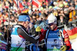 22.01.2011, Antholz, Italy (ITA): Michael Greis (GER), Madshus, Rottefella, OneWay, adidas, Ole Einar Bjoerndalen (NOR), Madshus, Rottefella, Odlo - IBU world cup biathlon, mass men, Antholz (ITA). www.nordicfocus.com. © Manzoni/NordicFocus. Every downloaded picture is fee-liable.