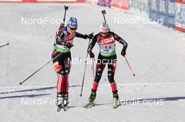 22.01.2011, Antholz, Italy (ITA): (L-R) Miriam Goessner (GER), Fischer, Salomon, Swix, adidas, Andrea Henkel (GER), Fischer, Rottefella, Exel, adidas, Toko - IBU world cup biathlon, relay women, Antholz (ITA). www.nordicfocus.com. © Manzoni/NordicFocus. Every downloaded picture is fee-liable.