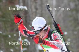 12.02.2011, Fort Kent, United States of America (USA): Jean Philippe Leguellec (CAN), Rossignol, Rottefella, Exel - IBU world cup biathlon, pursuit men, Fort Kent (USA). www.nordicfocus.com. © Manzoni/NordicFocus. Every downloaded picture is fee-liable.