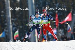 05.03.2011, Khanty-Mansiysk, Russia (RUS): Tim Burke (USA), Rossignol, Rottefella, Swix, adidas, Michal Slesingr (CZE), Rossignol, Rottefella, Leki - IBU world championships biathlon, sprint men, Khanty-Mansiysk (RUS). www.nordicfocus.com. © Manzoni/NordicFocus. Every downloaded picture is fee-liable.