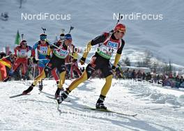 10.12.2011, Hochfilzen, Austria (AUT): Arnd Peiffer (GER), Fischer, Salomon, Swix, adidas, ahead of Michael Greis (GER), Madshus, Rottefella, OneWay, adidas - IBU world cup biathlon, pursuit men, Hochfilzen (AUT). www.nordicfocus.com. © Felgenhauer/NordicFocus. Every downloaded picture is fee-liable.
