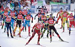 11.12.2011, Hochfilzen, Austria (AUT): start of the men's relay - IBU world cup biathlon, relay men, Hochfilzen (AUT). www.nordicfocus.com. © Felgenhauer/NordicFocus. Every downloaded picture is fee-liable.