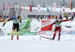 17.12.2011, Hochfilzen, Austria (AUT): Andreas Birnbacher (GER), Fischer, Rottefella, Alpina, Leki, adidas, Ole Einar Bjoerndalen (NOR), Madshus, Rottefella, Odlo - IBU world cup biathlon, pursuit men, Hochfilzen (AUT). www.nordicfocus.com. © Manzoni/NordicFocus. Every downloaded picture is fee-liable.