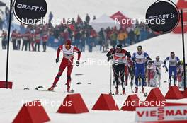 08.01.2011, Val di Fiemme, Italy (ITA): intermediate sprint, l-r Petter Northug (NOR), Fischer, Rottefella, Alpina, Ski Go, Swix, Dario Cologna (SUI), Fischer, Rottefella, Alpina, Swix, Odlo, Martin Jaks (CZE), Rossignol, Rottefella, Alpina, Swix  - FIS world cup cross-country, tour de ski, mass men, Val di Fiemme (ITA). www.nordicfocus.com. © Hemmersbach/NordicFocus. Every downloaded picture is fee-liable.