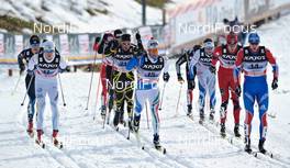 16.01.2011, Liberec, Czech Republic (CZE): l-r: Calle Halfvarsson (SWE), Fischer, Alpina, Swix, Craft, Renato Pasini (ITA), Fischer, Salomon, Swix, Alexander Panzhinskiy (RUS), Rossignol, Swix, adidas  - FIS world cup cross-country, team sprint, Liberec (CZE). www.nordicfocus.com. © Felgenhauer/NordicFocus. Every downloaded picture is fee-liable.