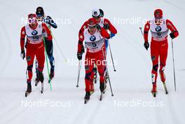 13.03.2011, Lahti, Finland (FIN): (l-r) Oystein Pettersen (NOR), Rossignol, KV+, Swix, Skigo, Eldar Roenning (NOR), Rossignol, Swix, Rottefella and Eirik Brandsdal (NOR), Fischer, Rottefella, Alpina, Swix - FIS world cup cross-country, individual sprint, Lahti (FIN). www.nordicfocus.com. © Laiho/NordicFocus. Every downloaded picture is fee-liable.