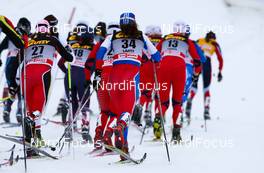 12.03.2011, Lahti, Finland (FIN): group of skiers in the first climb  - FIS world cup cross-country, pursuit women, Lahti (FIN). www.nordicfocus.com. © Laiho/NordicFocus. Every downloaded picture is fee-liable.