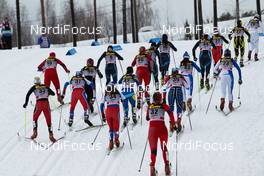 12.03.2011, Lahti, Finland (FIN):  a group of skiers in an uphill - FIS world cup cross-country, pursuit women, Lahti (FIN). www.nordicfocus.com. © Laiho/NordicFocus. Every downloaded picture is fee-liable.