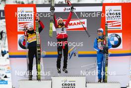 12.03.2011, Lahti, Finland (FIN): (l-r) Justyna Kowalczyk (POL), Fischer, Swix, Salomon, Therese Johaug (NOR), Fischer, Swix, Salomon and Arianna Follis (ITA), Fischer, Swix, Salomon  - FIS world cup cross-country, pursuit women, Lahti (FIN). www.nordicfocus.com. © Laiho/NordicFocus. Every downloaded picture is fee-liable.