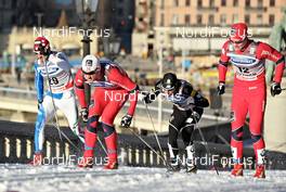 16.03.2011, Stockholm, Sweden (SWE): l-r: Giorgio di Centa (ITA), Trab, Alpina, Rottefella, Swix, Rudy Project, Petter Northug (NOR), Fischer, Rottefella, Alpina, Ski Go, Swix, Andrew Newell (USA), Fischer, Salomon, Swix, Eirik Brandsdal (NOR), Fischer, Alpina, Swix  - FIS world cup cross-country, individual sprint, Stockholm (SWE). www.nordicfocus.com. © Felgenhauer/NordicFocus. Every downloaded picture is fee-liable.