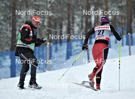 18.03.2011, Falun, Sweden (SWE): l-r: Jochen Behle (GER), headcoach cross-country germany, Nicole Fessel (GER), Rossignol, Rottefella, Alpina, One Way, adidas  - FIS world cup cross-country, 2,5km women, Falun (SWE). www.nordicfocus.com. © Felgenhauer/NordicFocus. Every downloaded picture is fee-liable.