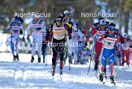 19.03.2011, Falun, Sweden (SWE): l-r: Dario Cologna (SUI), Fischer, Rottefella, Alpina, Swix, Odlo, Ilia Chernousov (RUS), Fischer, Rottefella, Swix, adidas  - FIS world cup cross-country, pursuit men, Falun (SWE). www.nordicfocus.com. © Felgenhauer/NordicFocus. Every downloaded picture is fee-liable.