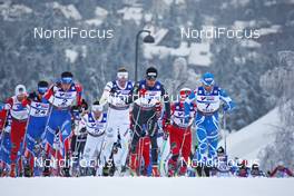 27.02.2011, Oslo, Norway (NOR): group, in front, l-r: Alexander Legkov (RUS), Madshus, Rottefella, Swix, adidas, Daniel Rickardsson (SWE), Fischer, Salomon, Swix, Dario Cologna (SUI), Fischer, Rottefella, Alpina, Swix, Odlo, Jean Marc Gaillard (FRA), Fischer, Rottefella, Swix, One Way  - FIS nordic world ski championships, cross-country, pursuit men, Oslo (NOR). www.nordicfocus.com. © Hemmersbach/NordicFocus. Every downloaded picture is fee-liable.