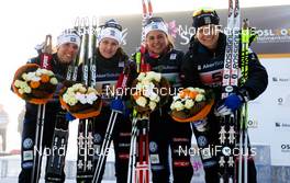 03.03.2011, Oslo, Norway (NOR): (l-r) Charlotte Kalla (SWE), Fischer, Swix, Salomon, Craft, Britta Johansson Norgren (SWE), Fischer, Swix, Rottefella, Craft, Anna Haag (SWE), Atomic, One Way, Salomon, Craft and Ida Ingemarsdotter (SWE), Rossignol, One Way, Rottefella, Craft - FIS nordic world ski championships, cross-country, 4x5km women, Oslo (NOR). www.nordicfocus.com. © Laiho/NordicFocus. Every downloaded picture is fee-liable.