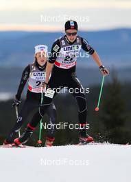 19.11.2011, Sjusjoen, Norway (NOR):  Astrid Oyere Slind (NOR), Atomic, KV+, Swix  followed by Tuva Toftdahl Staver (NOR), Fischer, Swix, Alpina, Rottefella - FIS world cup cross country, 10km women, Sjusjoen (NOR). www.nordicfocus.com. Â© Laiho/NordicFocus. Every downloaded picture is fee-liable.