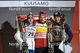 26.11.2011, Kuusamo, Finland (FIN): l-r: Roland Clara (ITA), Fischer, Rottefella, Swix, Petter Northug (NOR), Fischer, Rottefella, Alpina, Ski Go, Swix, Maurice Manificat (FRA), Fischer, Swix, One Way  - FIS world cup cross-country, 10km men, Kuusamo (FIN). www.nordicfocus.com. © Felgenhauer/NordicFocus. Every downloaded picture is fee-liable.