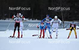 25.11.2011, Kuusamo, Finland (FIN): l-r: Katharina Smutna (AUT), Fischer, One Way, Alpina, Loeffler, Mona-Lisa Malvalehto (FIN), Madshus, Rottefella, One Way, Ida Ingemarsdotter (SWE), Rossignol, Rottefella, One Way, Denise Herrmann (GER), Atomic, adidas, Alpina  - FIS world cup cross-country, individual sprint, Kuusamo (FIN). www.nordicfocus.com. © Felgenhauer/NordicFocus. Every downloaded picture is fee-liable.