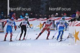 25.11.2011, Kuusamo, Finland (FIN): l-r: Ilia Chernousov (RUS), Fischer, Rottefella, Swix, adidas, Dario Cologna (SUI), Fischer, Rottefella, Alpina, Swix, Odlo, Oystein Pettersen (NOR), Rossignol, Rottefella, KV+, Nikolay Chebotko (KAZ), Salomon, Swix, Atomic   - FIS world cup cross-country, individual sprint, Kuusamo (FIN). www.nordicfocus.com. © Felgenhauer/NordicFocus. Every downloaded picture is fee-liable.