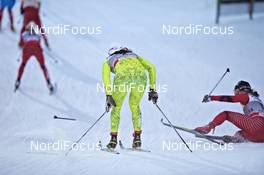 25.11.2011, Kuusamo, Finland (FIN): crash in the downhill - FIS world cup cross-country, individual sprint, Kuusamo (FIN). www.nordicfocus.com. © Felgenhauer/NordicFocus. Every downloaded picture is fee-liable.