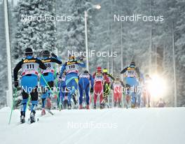 27.11.2011, Kuusamo, Finland (FIN): a slower group at the uphill - FIS world cup cross-country, pursuit men, Kuusamo (FIN). www.nordicfocus.com. © Felgenhauer/NordicFocus. Every downloaded picture is fee-liable.