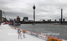 03.12.2011, Duesseldorf, Germany (GER): group in front of the river and the tv tower - FIS world cup cross-country, individual sprint, Duesseldorf (GER). www.nordicfocus.com. © Hemmersbach/NordicFocus. Every downloaded picture is fee-liable.