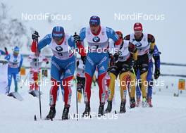 30.12.2011, Oberhof, Germany (GER): group, l-r: Ilia Chernousov (RUS), Rossignol, Rottefella, Swix, adidas, Alexander Legkov (RUS), Rossignol, Rottefella, Swix, adidas, Jens Filbrich (GER), Rossignol, Rottefella, One Way, adidas, Axel Teichmann (GER), Madshus, Rottefella, Swix, adidas, Toko  - FIS world cup cross-country, tour de ski, pursuit men, Oberhof (GER). www.nordicfocus.com. © Hemmersbach/NordicFocus. Every downloaded picture is fee-liable.