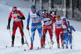 30.12.2011, Oberhof, Germany (GER): l-r: Justyna Kowalczyk (POL), Fischer, Rottefella, Swix, Aino Kaisa Saarinen (FIN), Rossignol, Rottefella, Alpina, One Way, Craft, Marit Bjoergen (NOR), Fischer, Rottefella, Swix, Therese Johaug (NOR), Fischer, Salomon, Swix  - FIS world cup cross-country, tour de ski, pursuit women handicap start, Oberhof (GER). www.nordicfocus.com. © Hemmersbach/NordicFocus. Every downloaded picture is fee-liable.