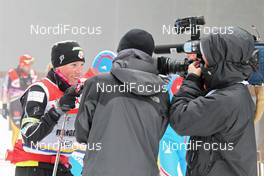 28.12.2011, Oberhof, Germany (GER): Kikkan Randall (USA), Fischer, Salomon, Swix gives interview to TV 2 Norway - FIS world cup cross-country, tour de ski, training, Oberhof (GER). www.nordicfocus.com. © Hemmersbach/NordicFocus. Every downloaded picture is fee-liable.