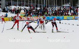 12.03.2011, Lahti, Finland (FIN):  photo finish between (l-r) Johannes Rydzek (GER), Fischer, Swix, Rottefella, Adidas and Eric Frenzel (GER), Fischer, Leki, Salomon, Adidas - FIS world cup nordic combined, individual gundersen HS130/10km, Lahti (FIN). www.nordicfocus.com. © Laiho/NordicFocus. Every downloaded picture is fee-liable.