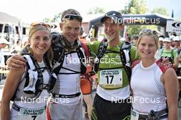 06.07.2011, Ehrwald, Austria (AUT): l-r: Julia Boettger (Team Salomon), Philipp Reiter (Team Salomon), Stephan Tassani-Prell (Team Salomon), Anna Frost (Team Salomon)  - Salomon 4 Trails, trail running, 38km , Garmisch-Partenkirchen (GER) - Ehrwald (AUT). www.nordicfocus.com. © NordicFocus. Every downloaded picture is fee-liable.