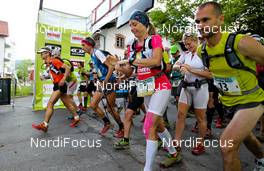 07.07.2011, Ehrwald, Austria (AUT): start of the second stage in Ehrwald  - Salomon 4 Trails, trail running, 43km, Ehrwald (AUT) - Imst (AUT). www.nordicfocus.com. Â© NordicFocus. Every downloaded picture is fee-liable.